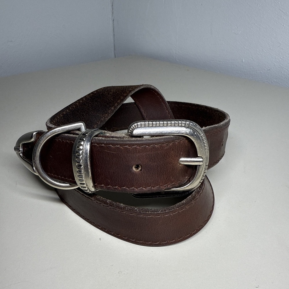 Nan Lewis Women's Brown Genuine Leather Buckle Vintage Western Belt Sz 1-X 32-34